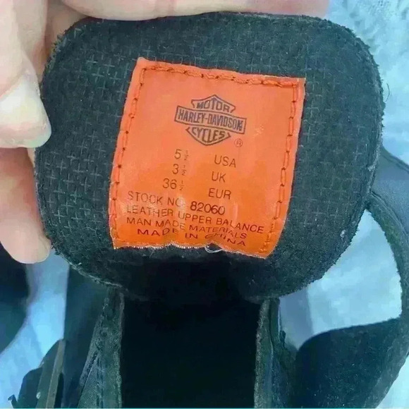 Vintage Harley Davidson Black Leather Chunky Buckle Slip On Platform Shoes 5.5 - Picture 4 of 8